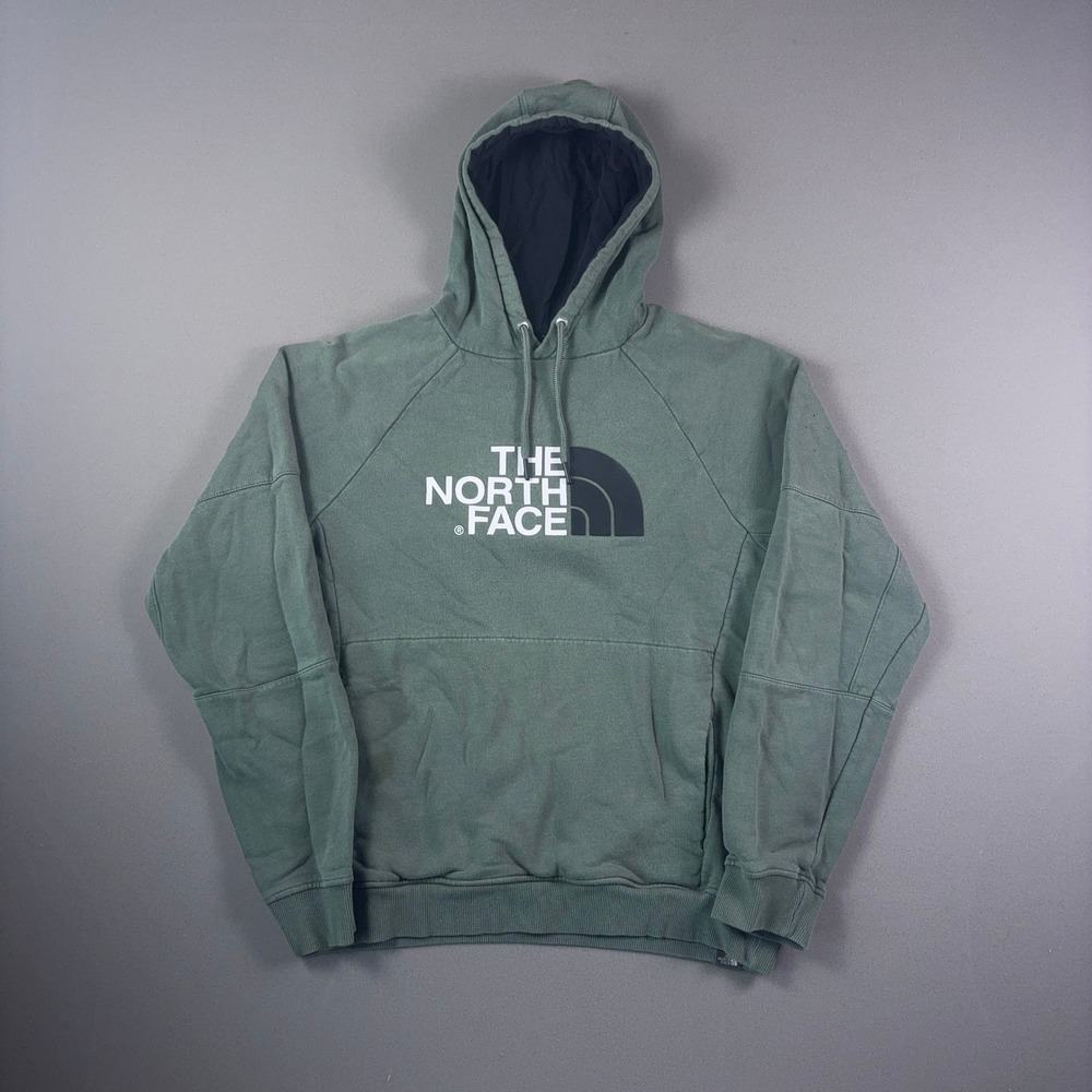 The North Face Mens Sage Green Graphic Logo Pullover Hoodie Sweatshirt Size M